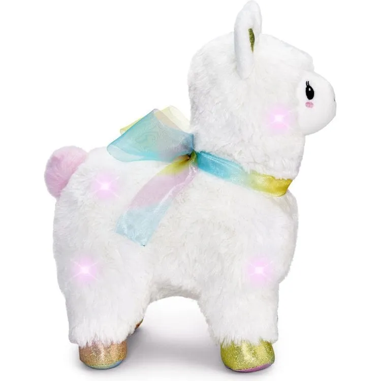 12" Glow Brights LED with Sound Alpaca Plush - Cream