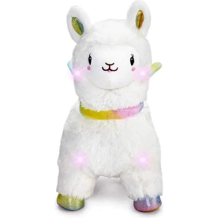 12" Glow Brights LED with Sound Alpaca Plush - Cream