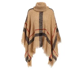 2021 Fashion Women Winter Warm Wool Plaid Knitted Poncho