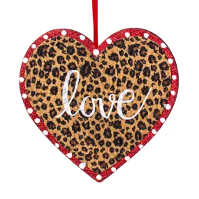 8" Love Heart Ornament: Cheetah