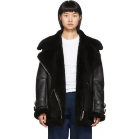 Acne Studios Black Shearling Aviator Jacket