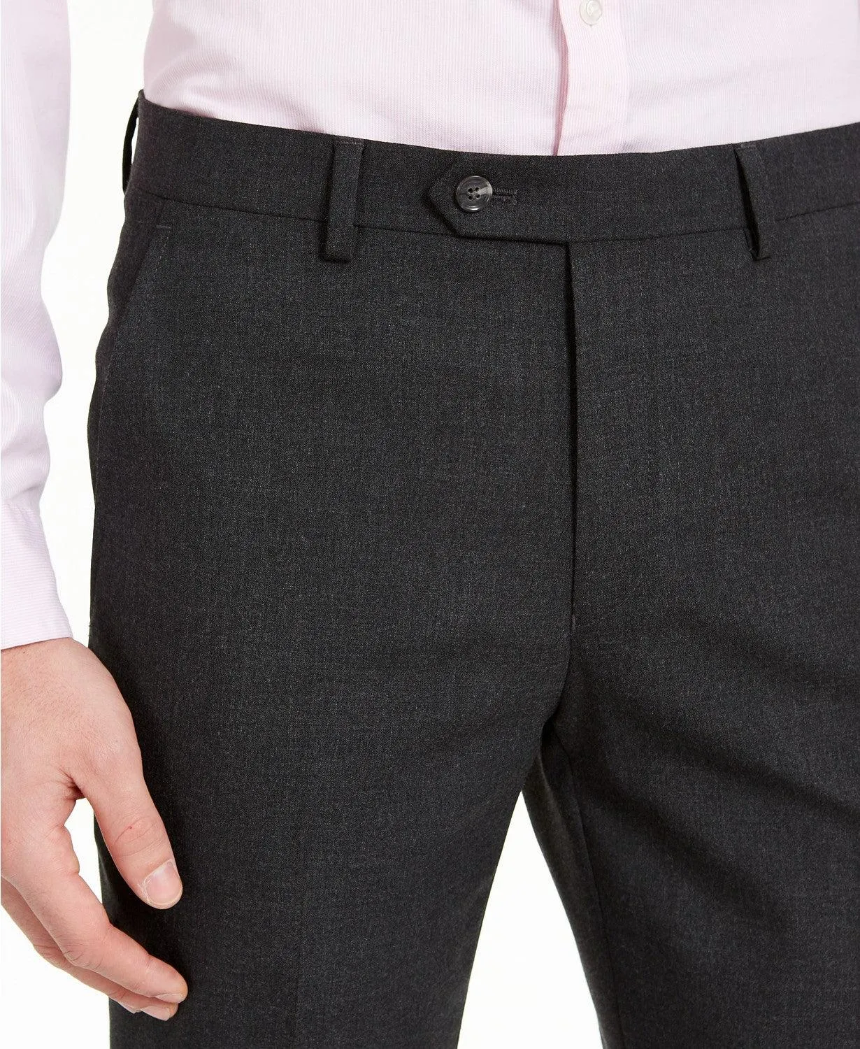 Alfani Mens Slim fit Dress Pants Pants 34 / 30 Charcoal Grey Solid Stretch