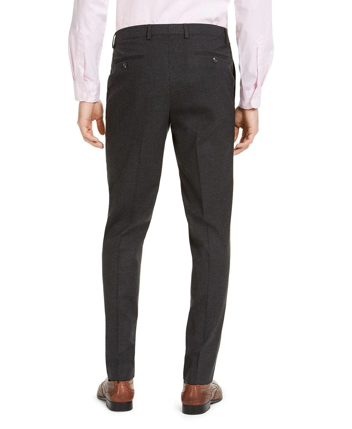 Alfani Mens Slim fit Dress Pants Pants 34 / 30 Charcoal Grey Solid Stretch