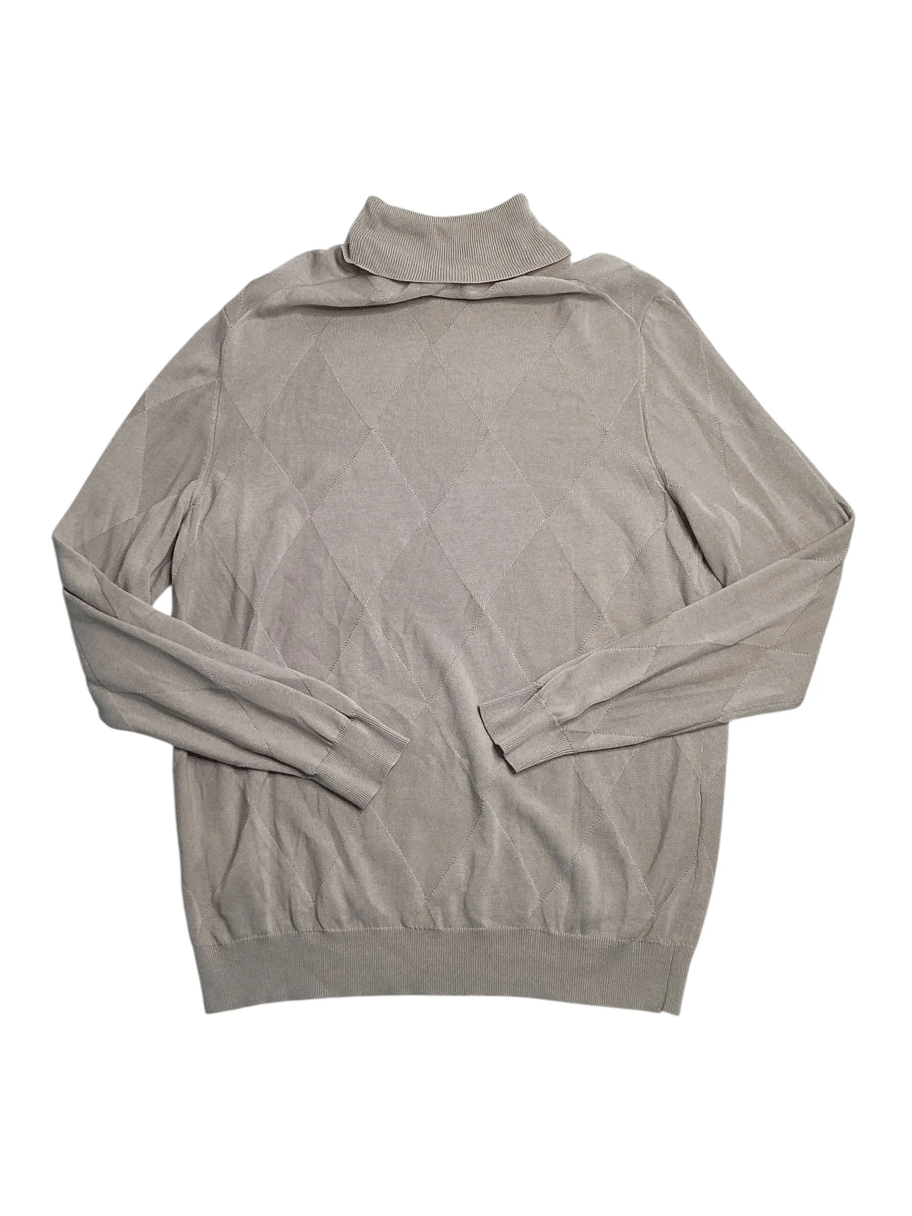 Alfani Mens Textured Turtleneck Sweater London Plane Beige XXL