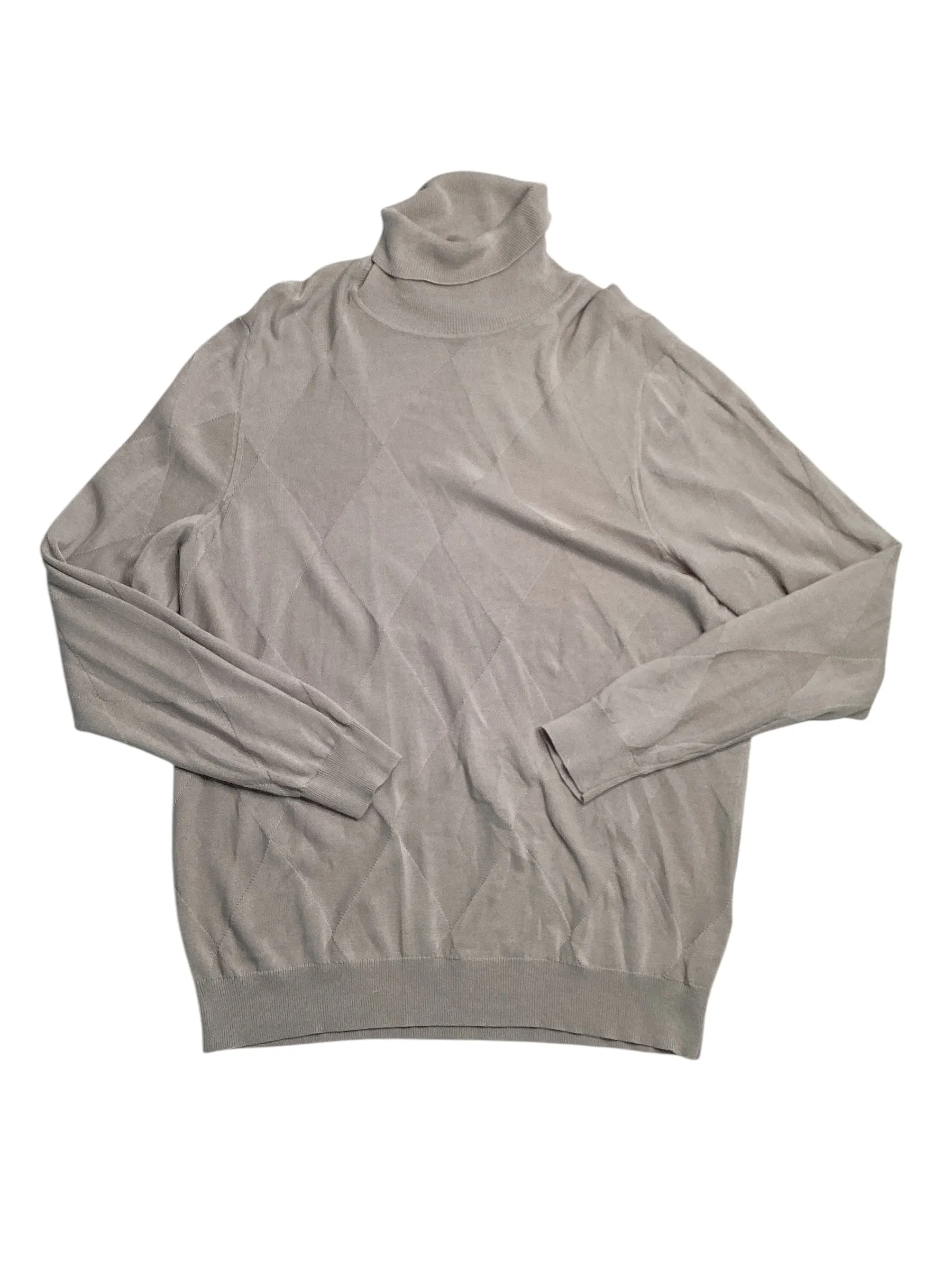 Alfani Mens Textured Turtleneck Sweater London Plane Beige XXL