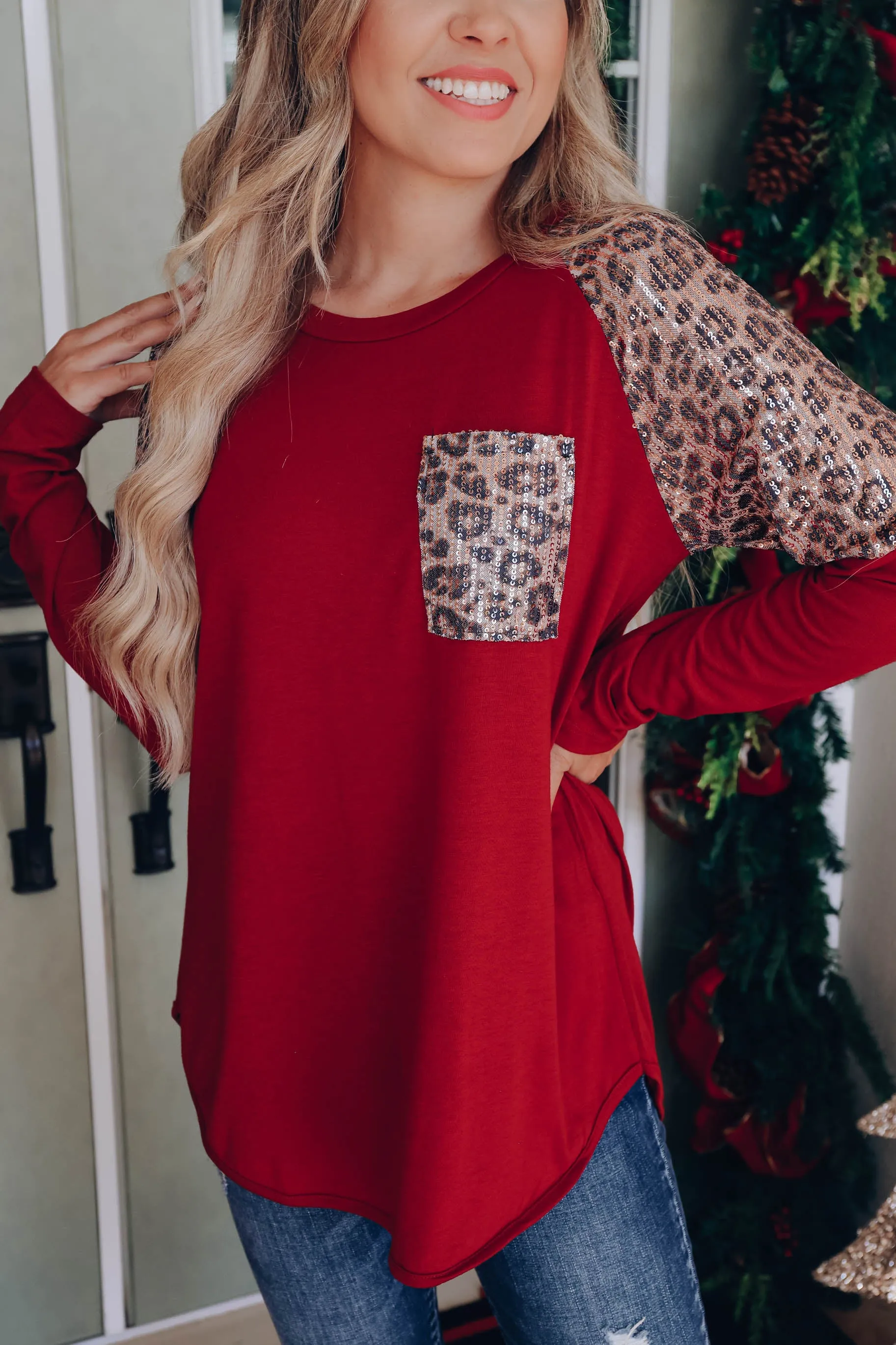 All That Shimmers Raglan Sleeve Top - Wine