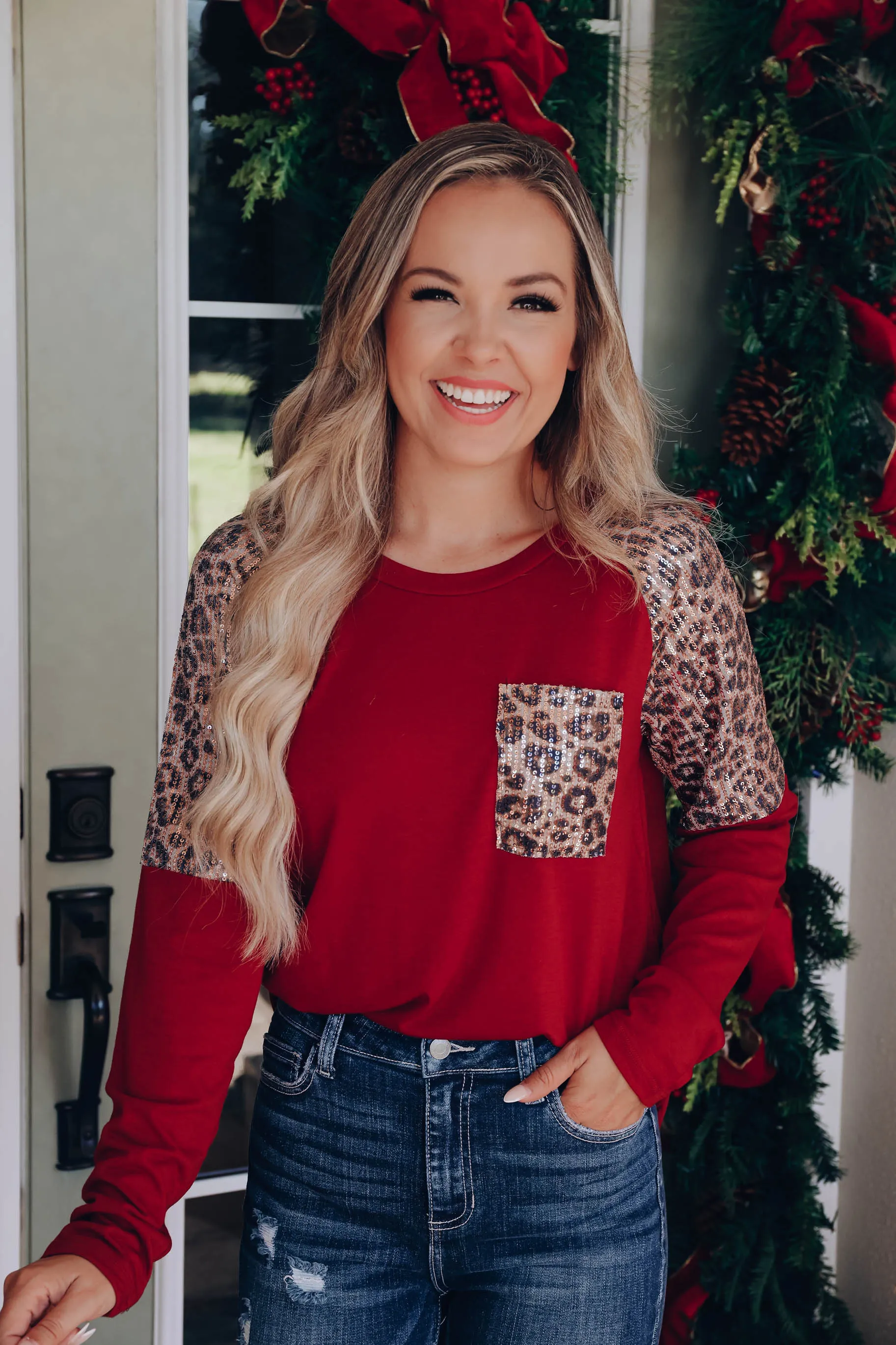 All That Shimmers Raglan Sleeve Top - Wine