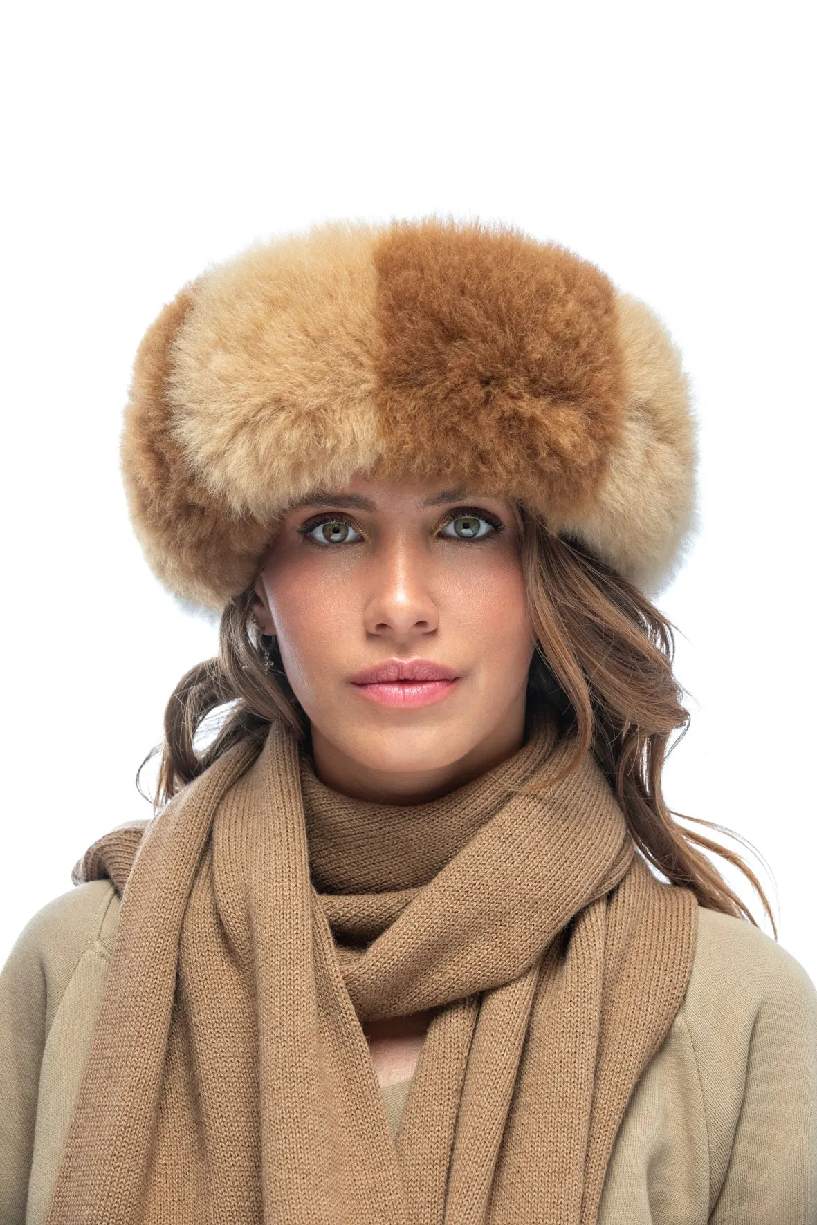 Alpaca Fur Headband in Multicolor Honey