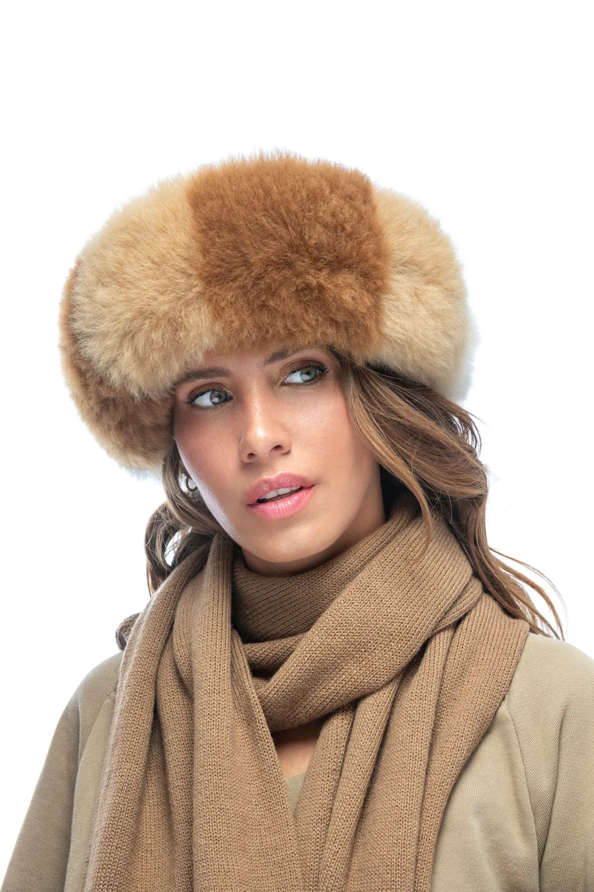 Alpaca Fur Headband in Multicolor Honey