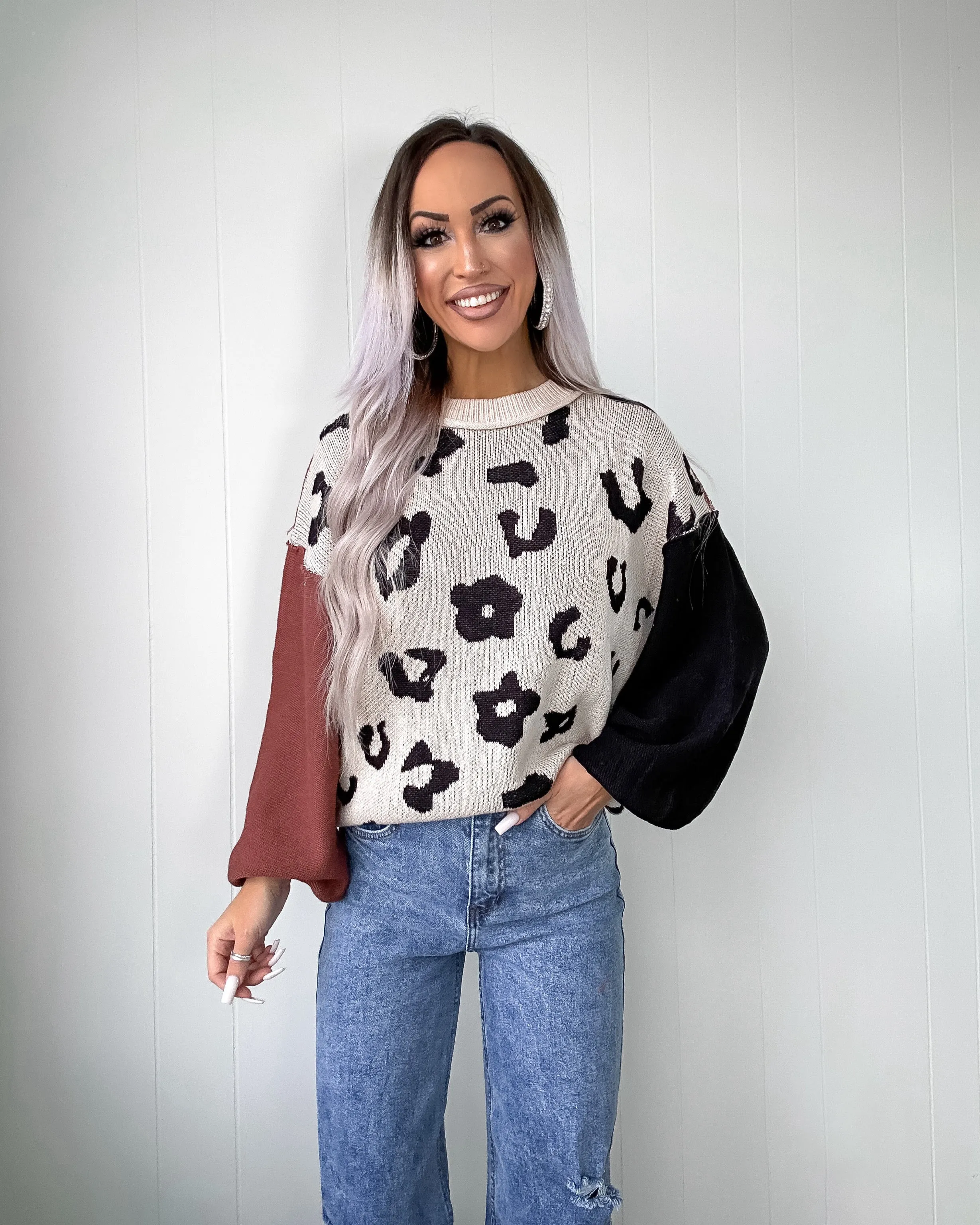 Always You Colorblock Sweater - Leopard