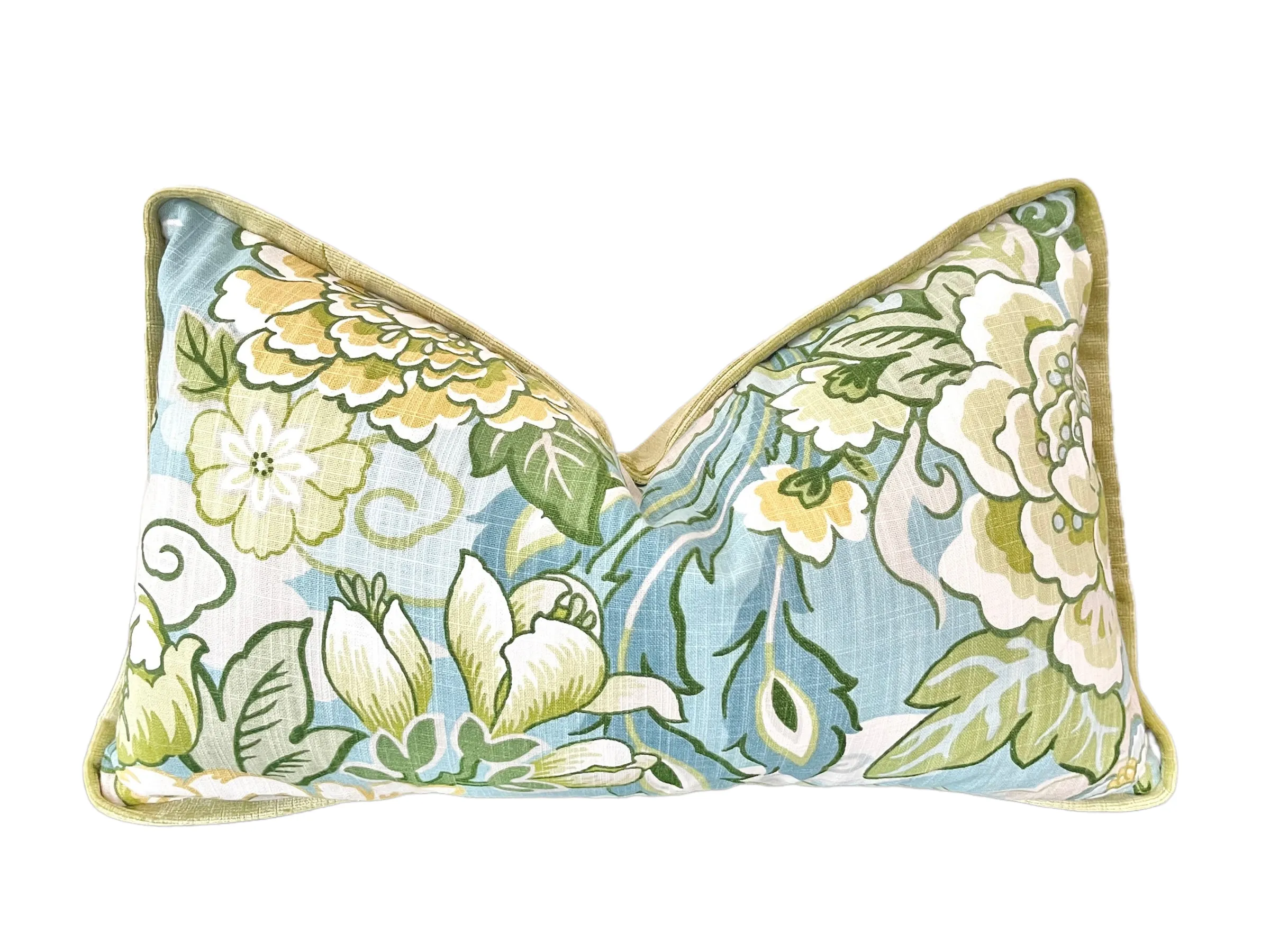 Aqua Chinoiserie Phoenix Pillow Cover / Chiang Mai style Pillow / Available in 8 Sizes