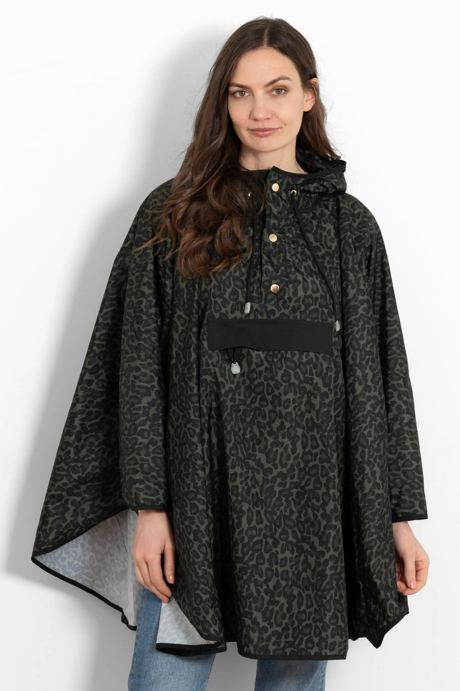 Aspen Rain Poncho - Khaki/Black, Leopard