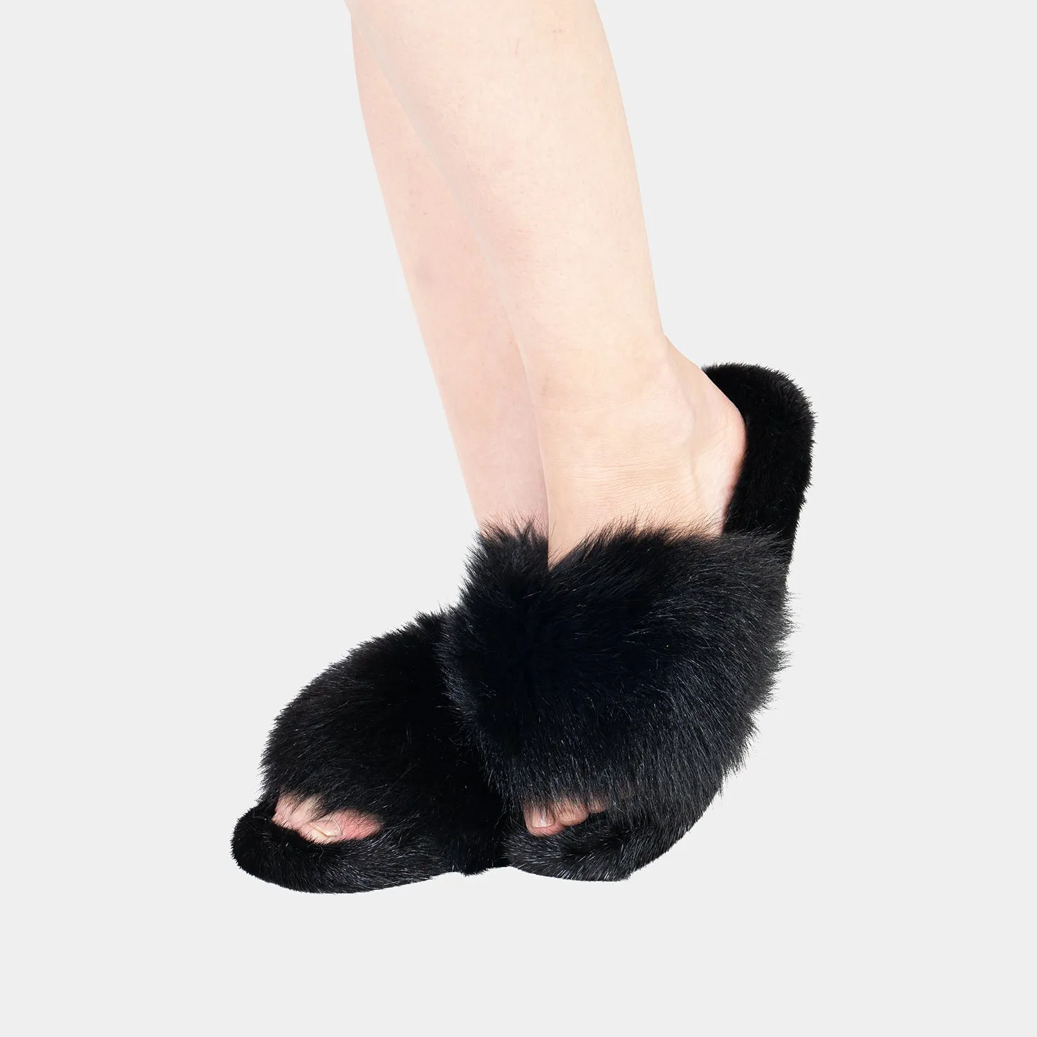 ASPEN - Slipper with Fur by mink & Black Fox