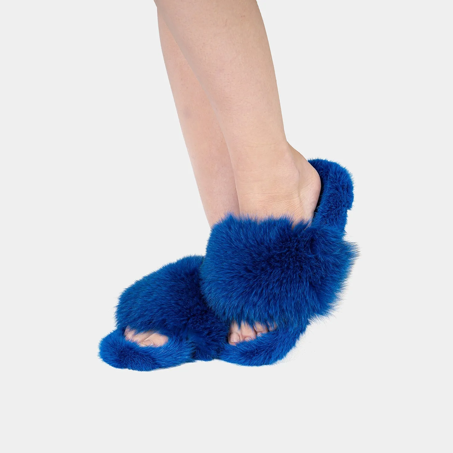 ASPEN - Slipper with Fur mink & Blue Fox