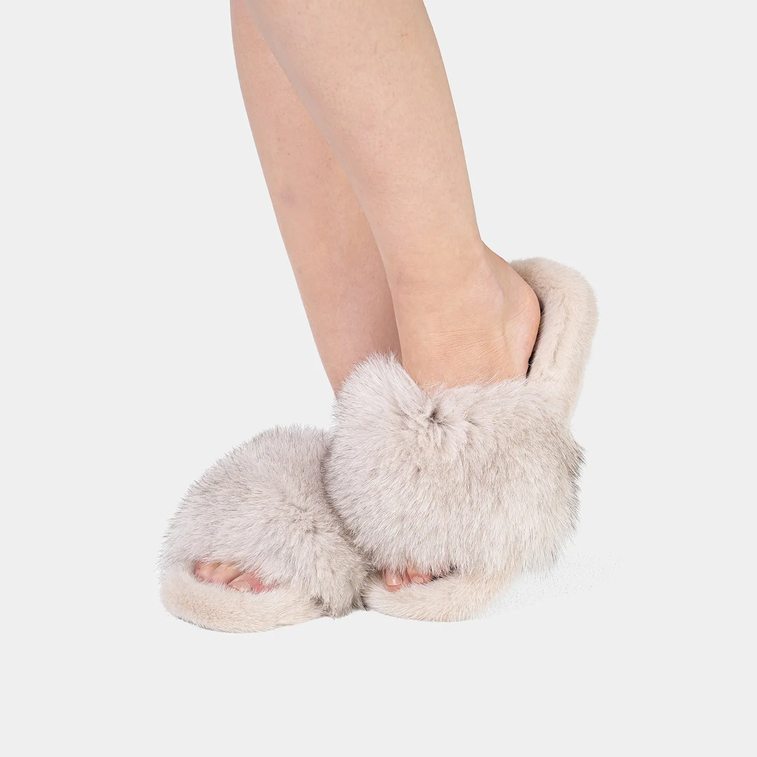 ASPEN - Slipper with Fur mink & Fox Mud