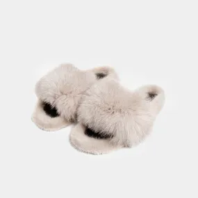 ASPEN - Slipper with Fur mink & Fox Mud