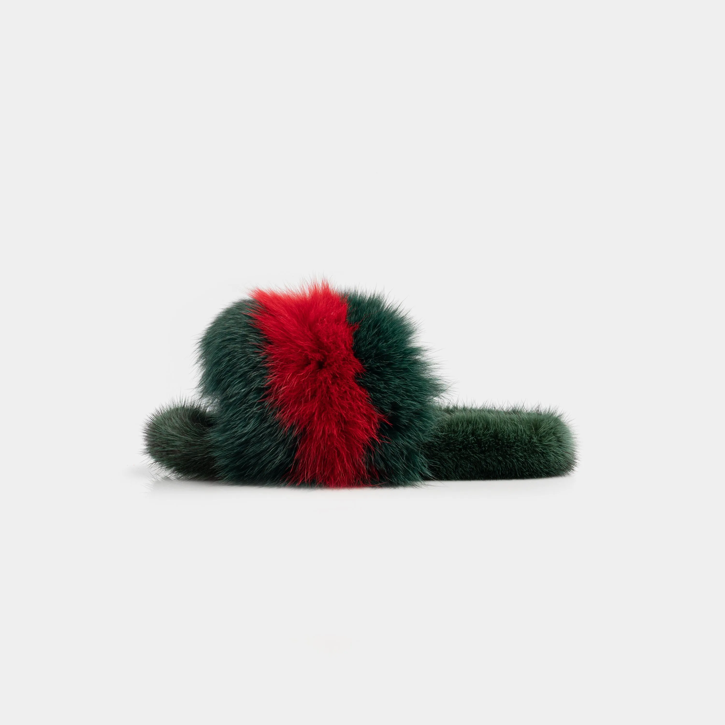ASPEN - Slipper with Fur mink & Fox Red and Green