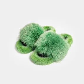 ASPEN - Slipper with Fur mink & Green Fox