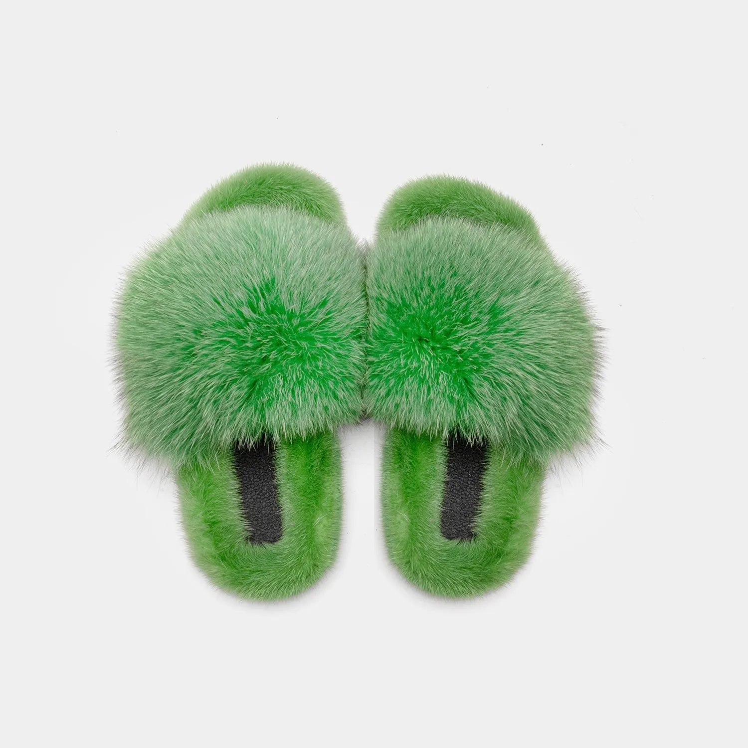 ASPEN - Slipper with Fur mink & Green Fox