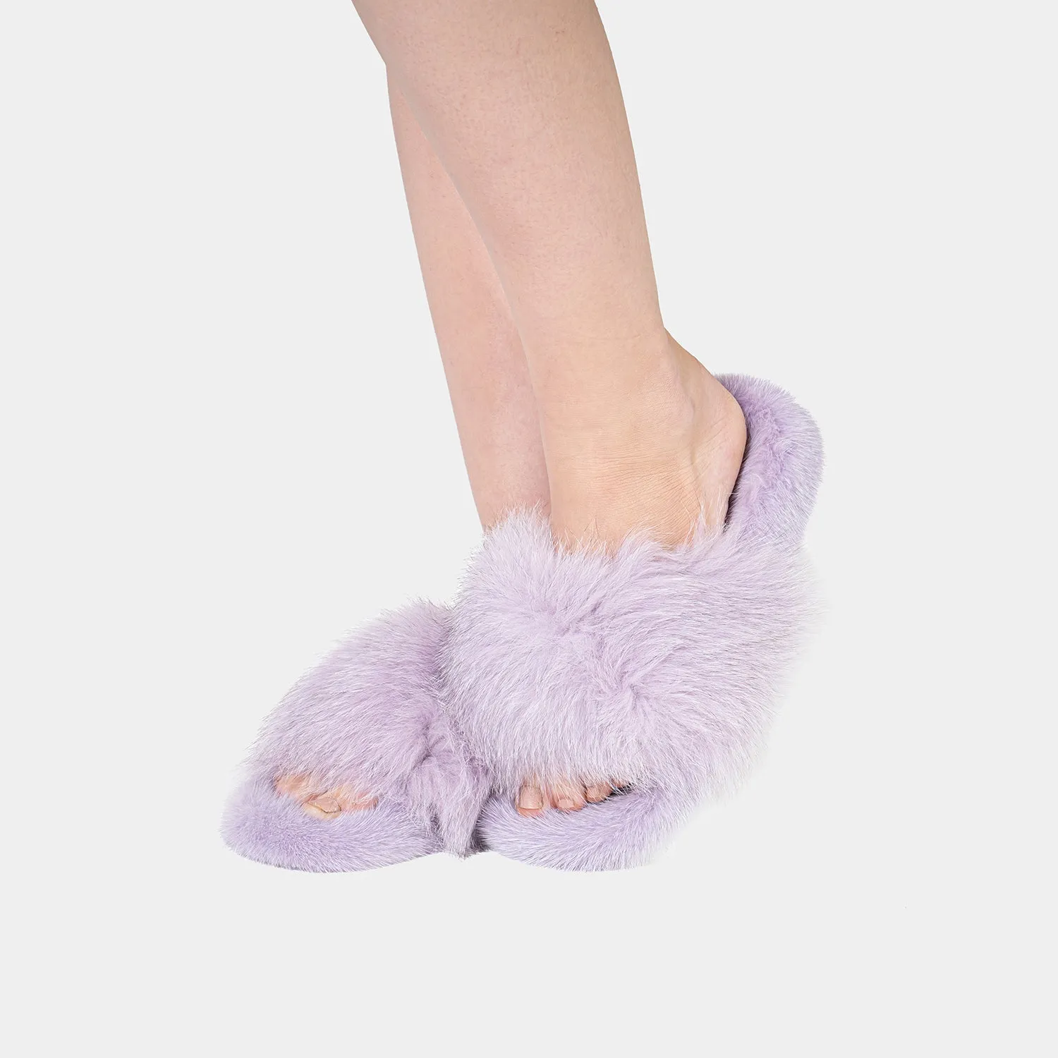 ASPEN - Slipper with Fur mink & Lilac Fox