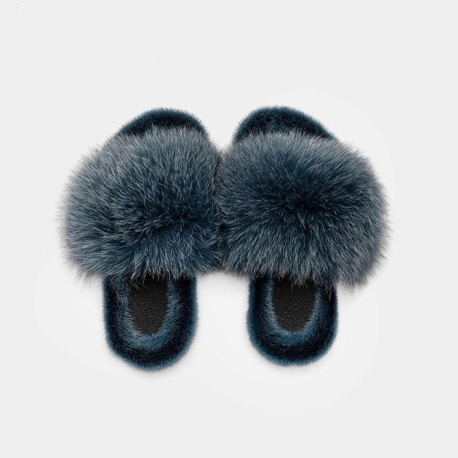 ASPEN - Slipper with Fur mink & Ocean Blue Fox
