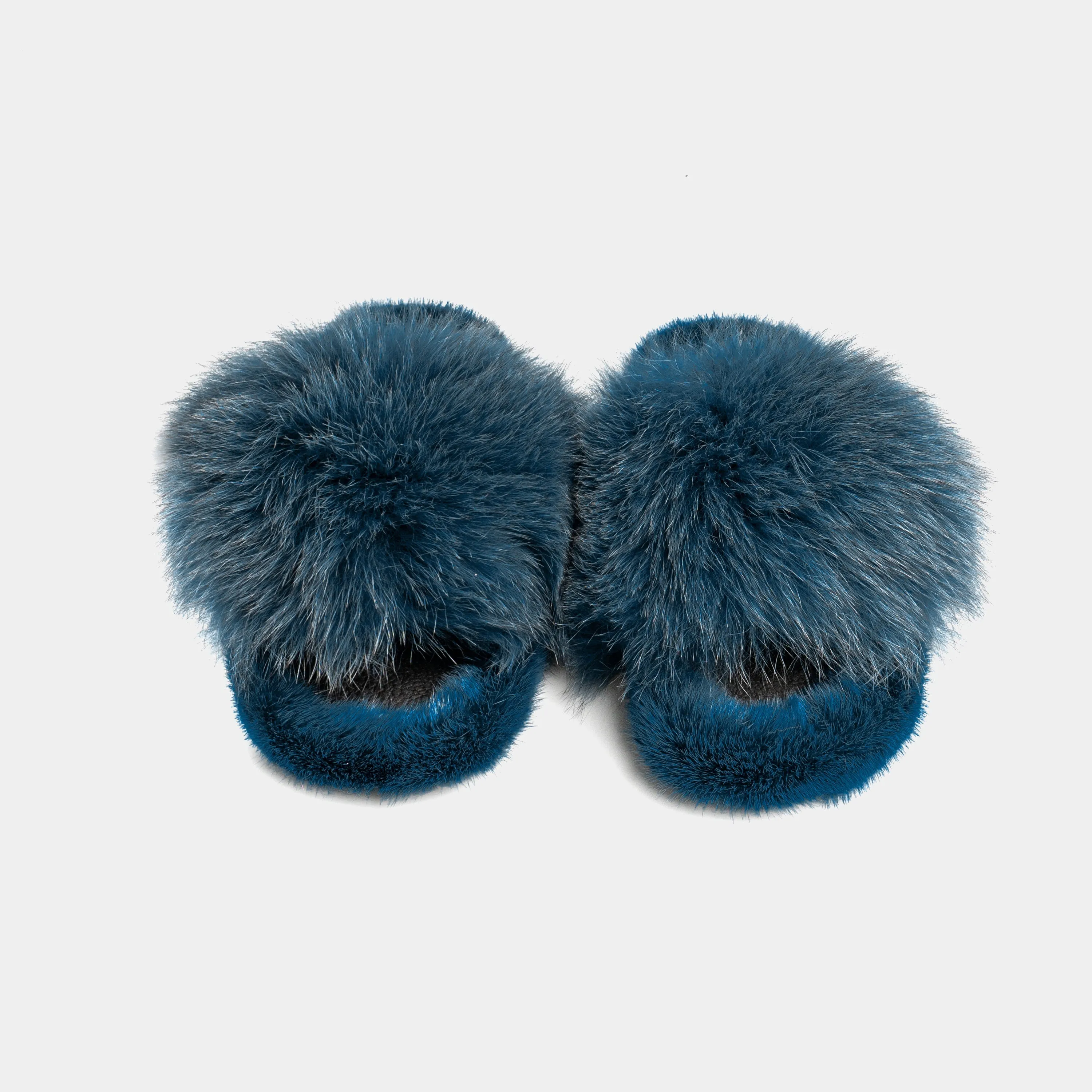 ASPEN - Slipper with Fur mink & Ocean Blue Fox