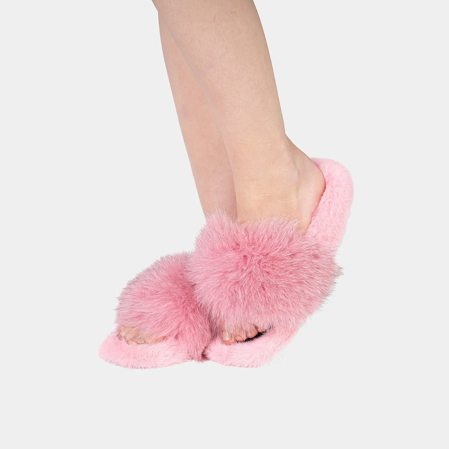 ASPEN - Slipper with Fur mink & Pink Fox