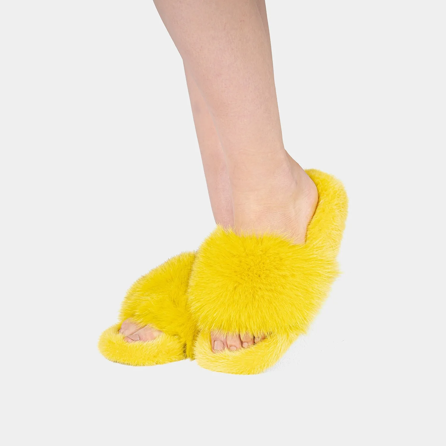 ASPEN - Slipper with Fur mink & Yellow Fox