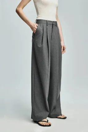 Baggy Pleated Wool-Blend Straight-Leg Dress Pants