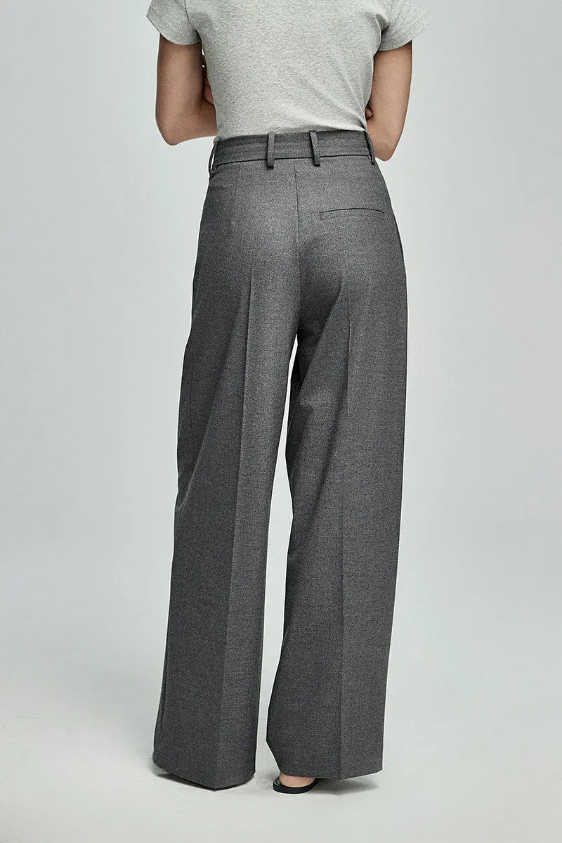 Baggy Pleated Wool-Blend Straight-Leg Dress Pants