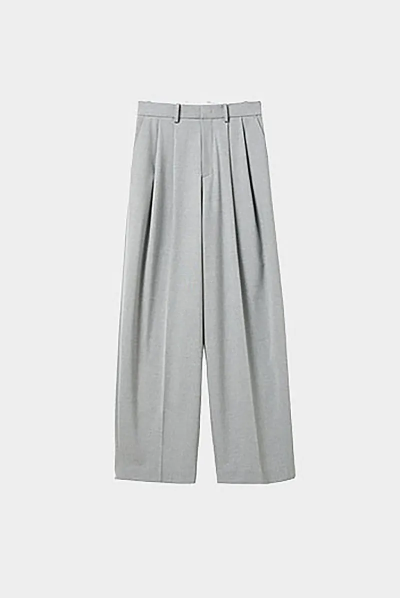 Baggy Pleated Wool-Blend Straight-Leg Dress Pants