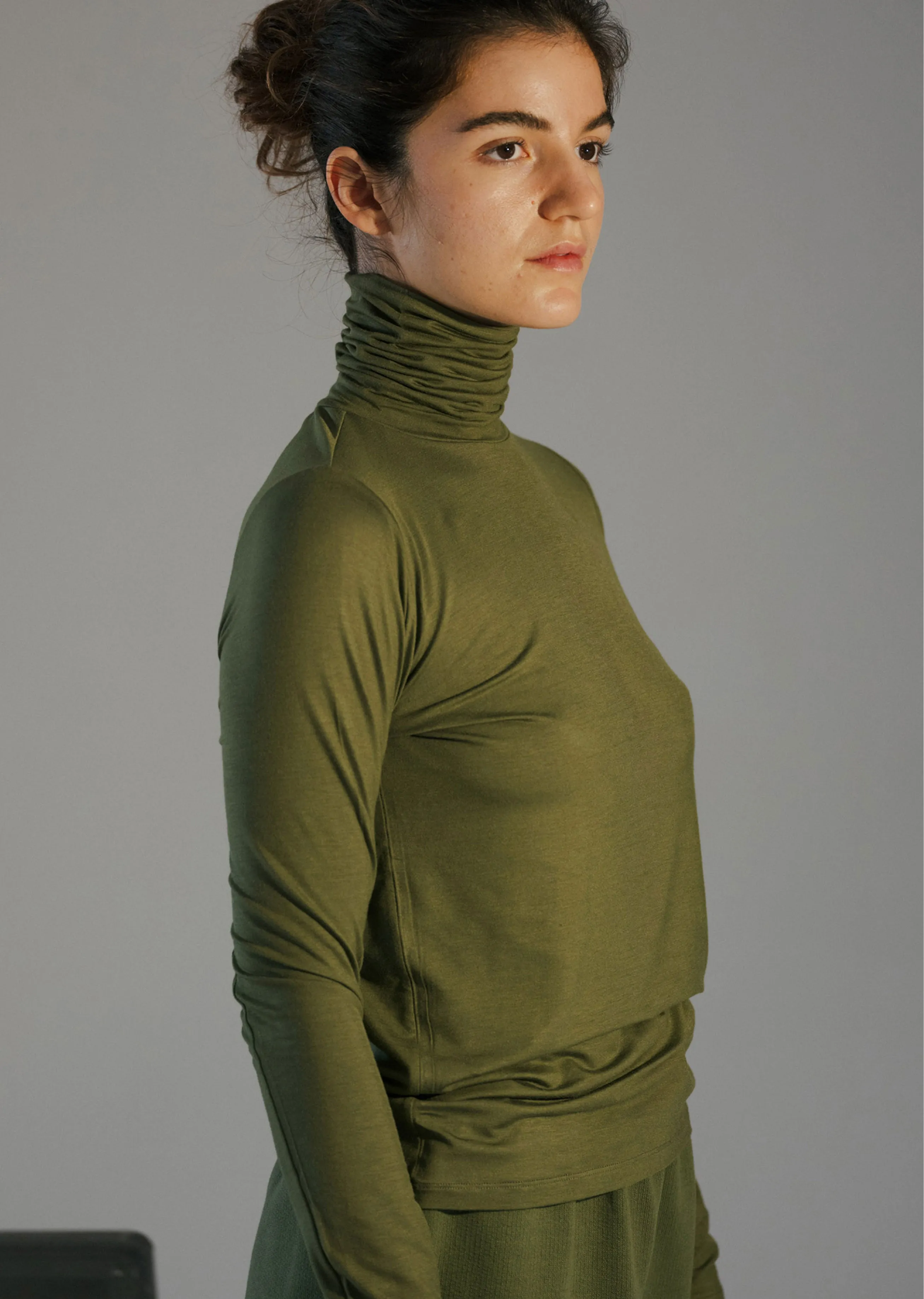 Bamboo Jersey Turtleneck — Apache Green