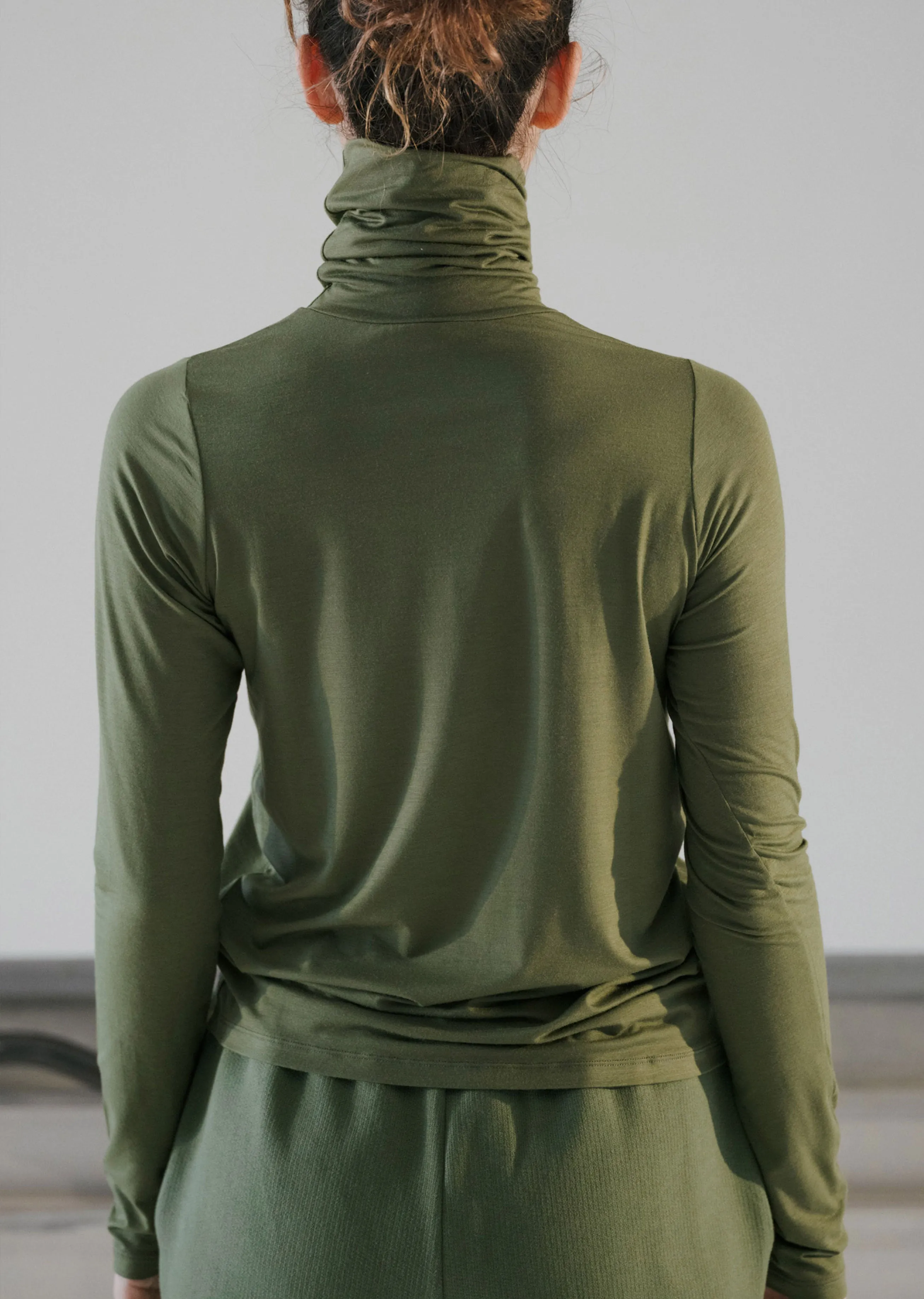 Bamboo Jersey Turtleneck — Apache Green