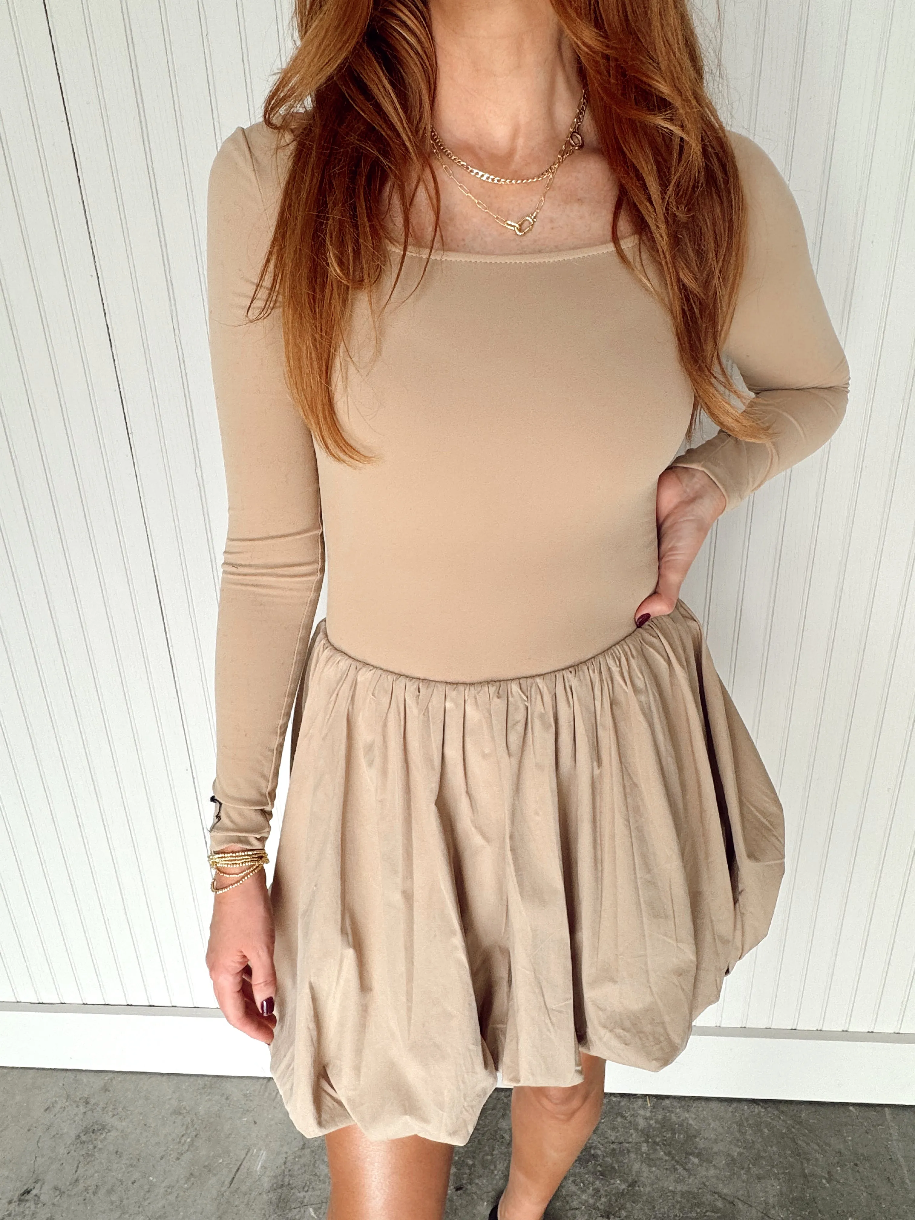 Bella Bubble Skirt Dress With Built In Romper