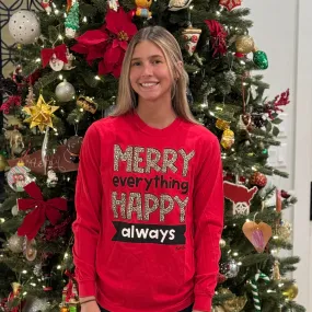 Bella Canvas Merry Everything And Happy Always Red Short Sleeve Tee