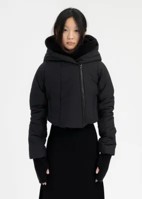BLACK PADDED SHEARLING JACKET