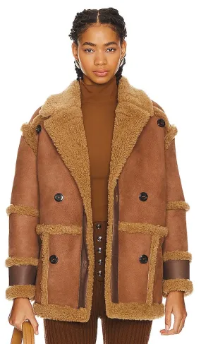BLANCHA Shearling and Leather Jacket in Brown