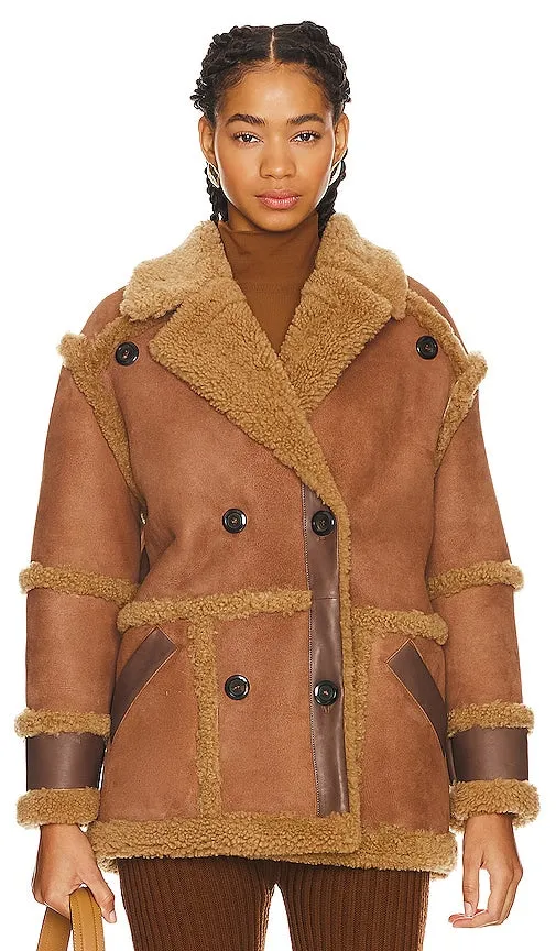 BLANCHA Shearling and Leather Jacket in Brown