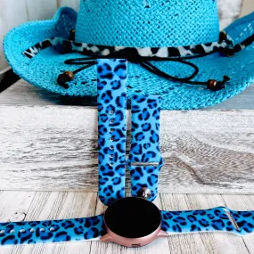 Blue Leopard Print Silicone Band For Samsung Watch