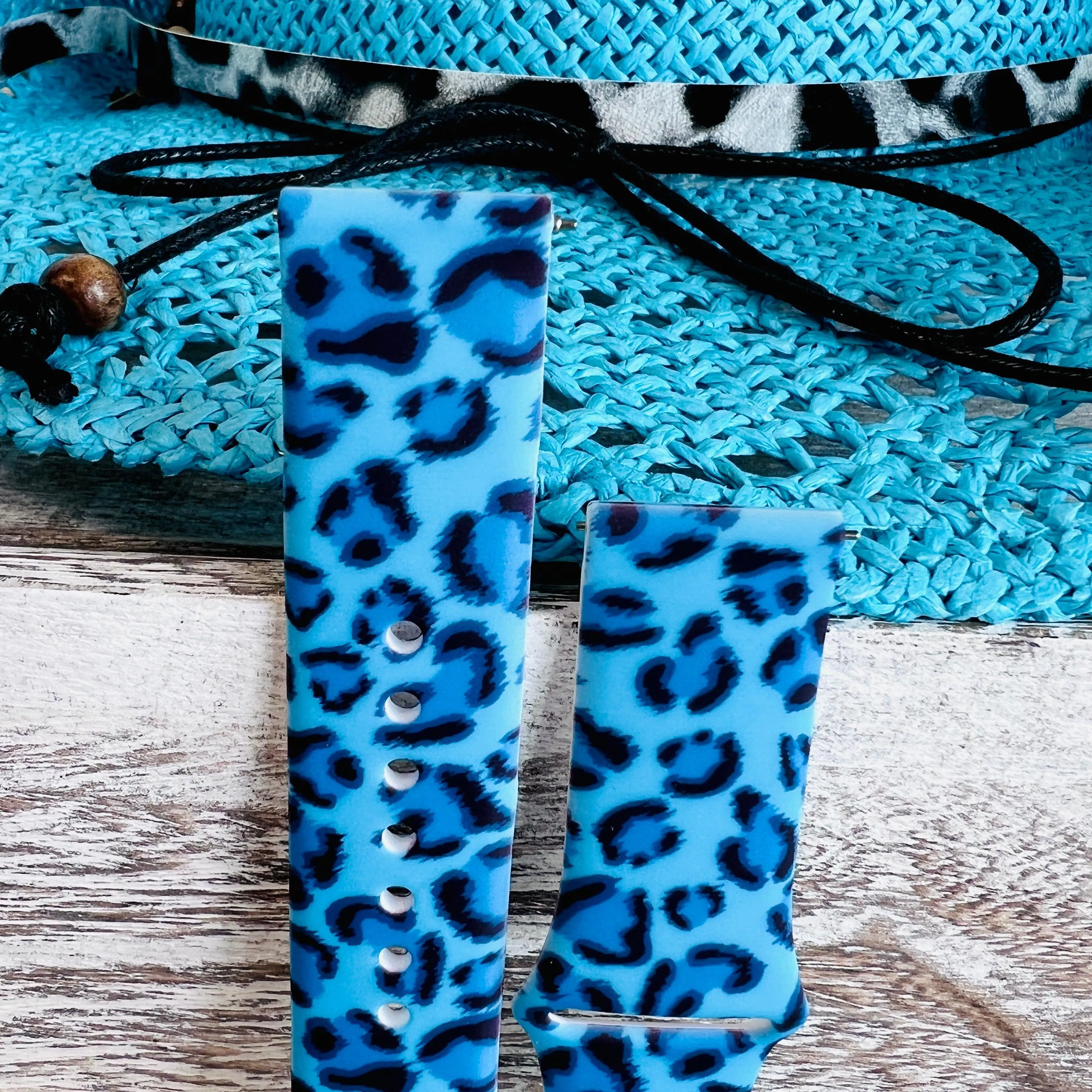 Blue Leopard Print Silicone Band For Samsung Watch