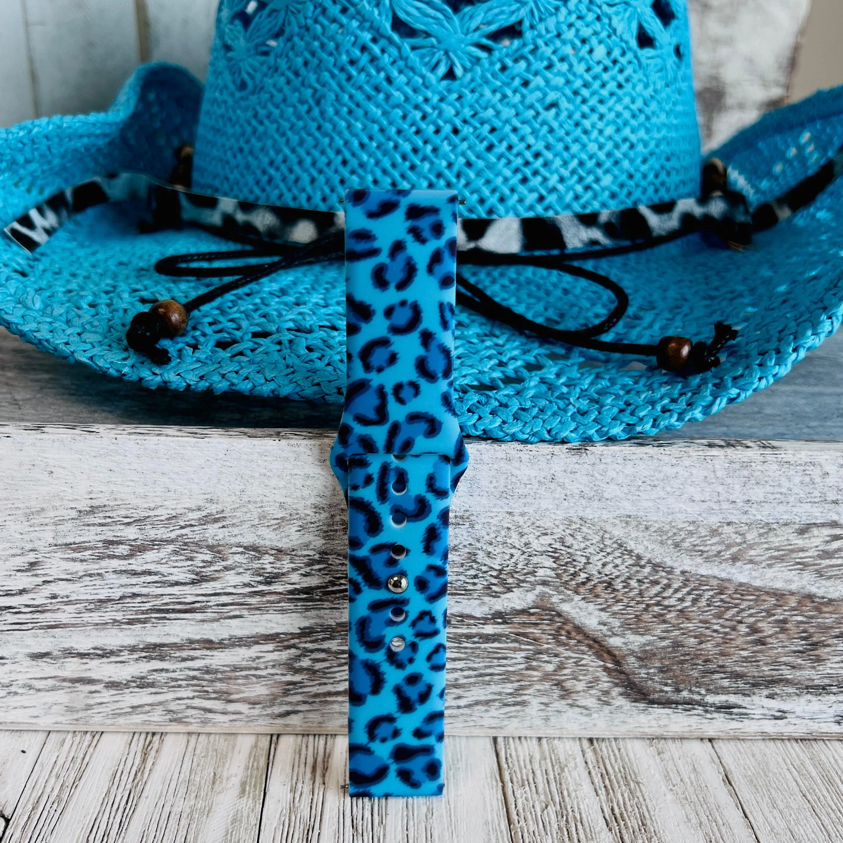 Blue Leopard Print Silicone Band For Samsung Watch