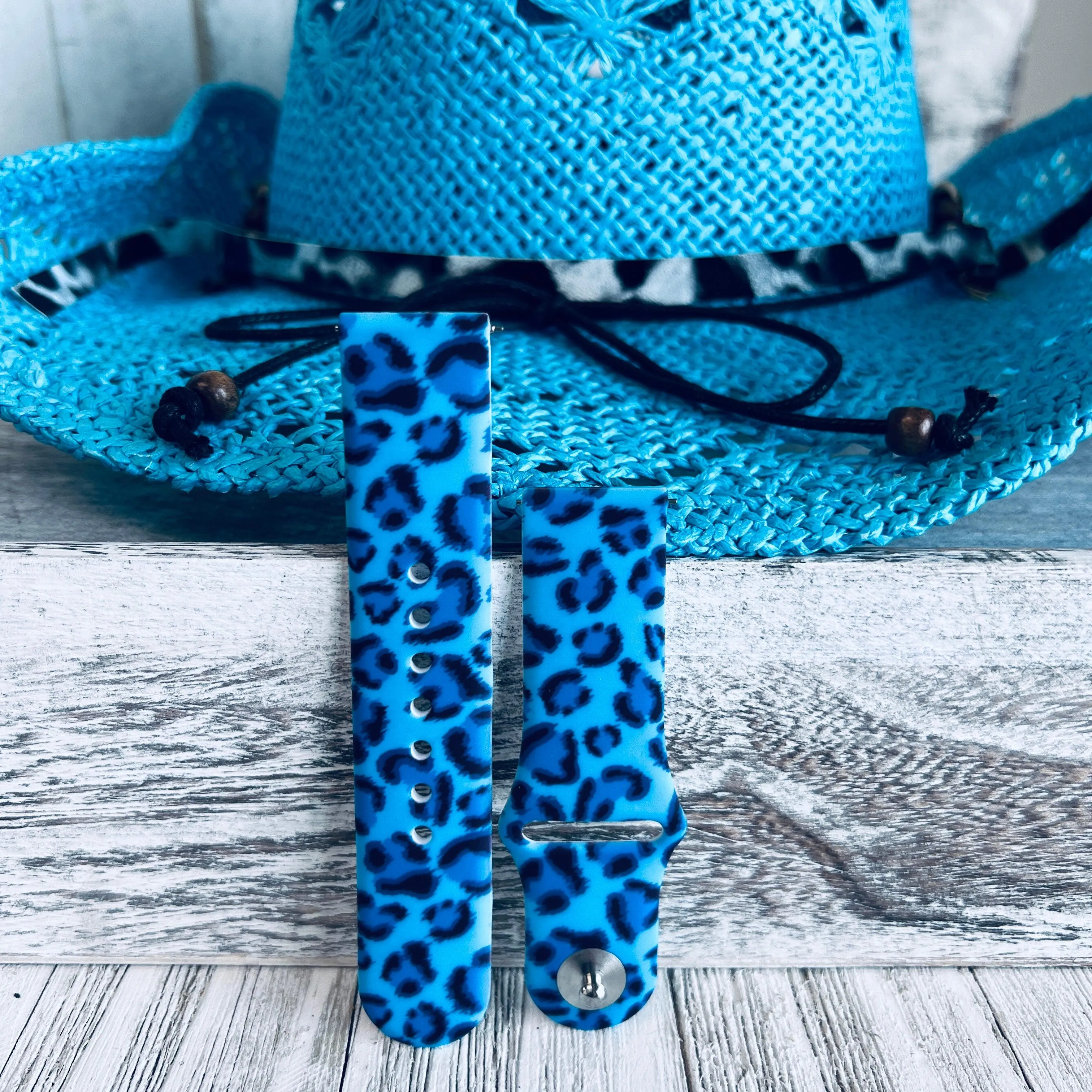 Blue Leopard Print Silicone Band For Samsung Watch