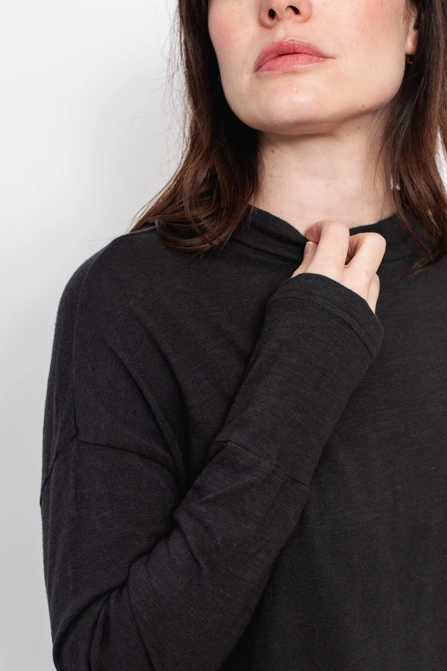 Boxy Linen and Cotton T Shirt, Dark Charcoal