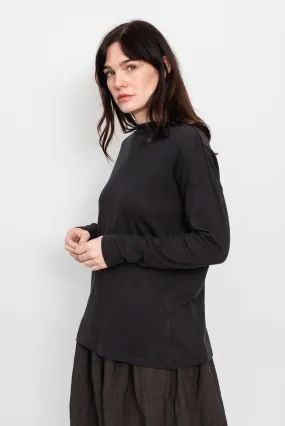 Boxy Linen and Cotton T Shirt, Dark Charcoal