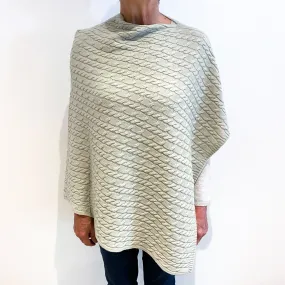 Brand New Scottish Chicory Green Cashmere Cable Poncho One Size