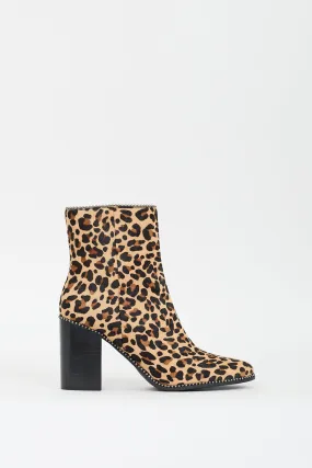 Brown & Black Printed Hair Ankle Boot