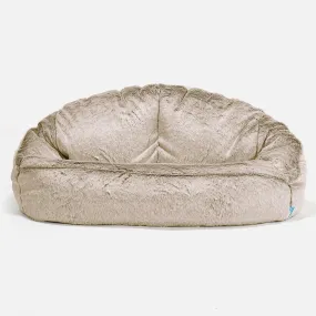 Bubble Kids Sofa Bean Bag 2-6 yr - Fluffy Faux Fur Rabbit Golden Brown