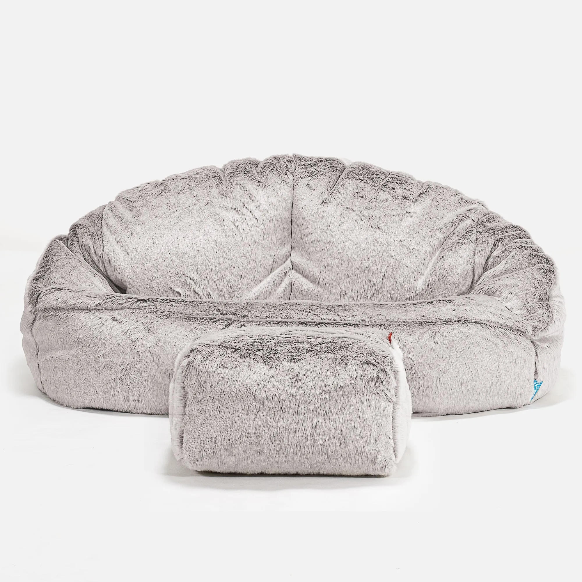 Bubble Kids Sofa Bean Bag 2-6 yr - Fluffy Faux Fur Rabbit Light Grey