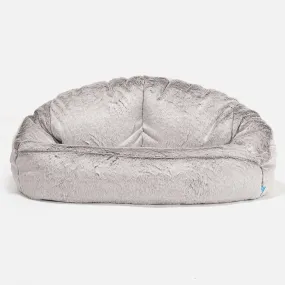 Bubble Kids Sofa Bean Bag 2-6 yr - Fluffy Faux Fur Rabbit Light Grey