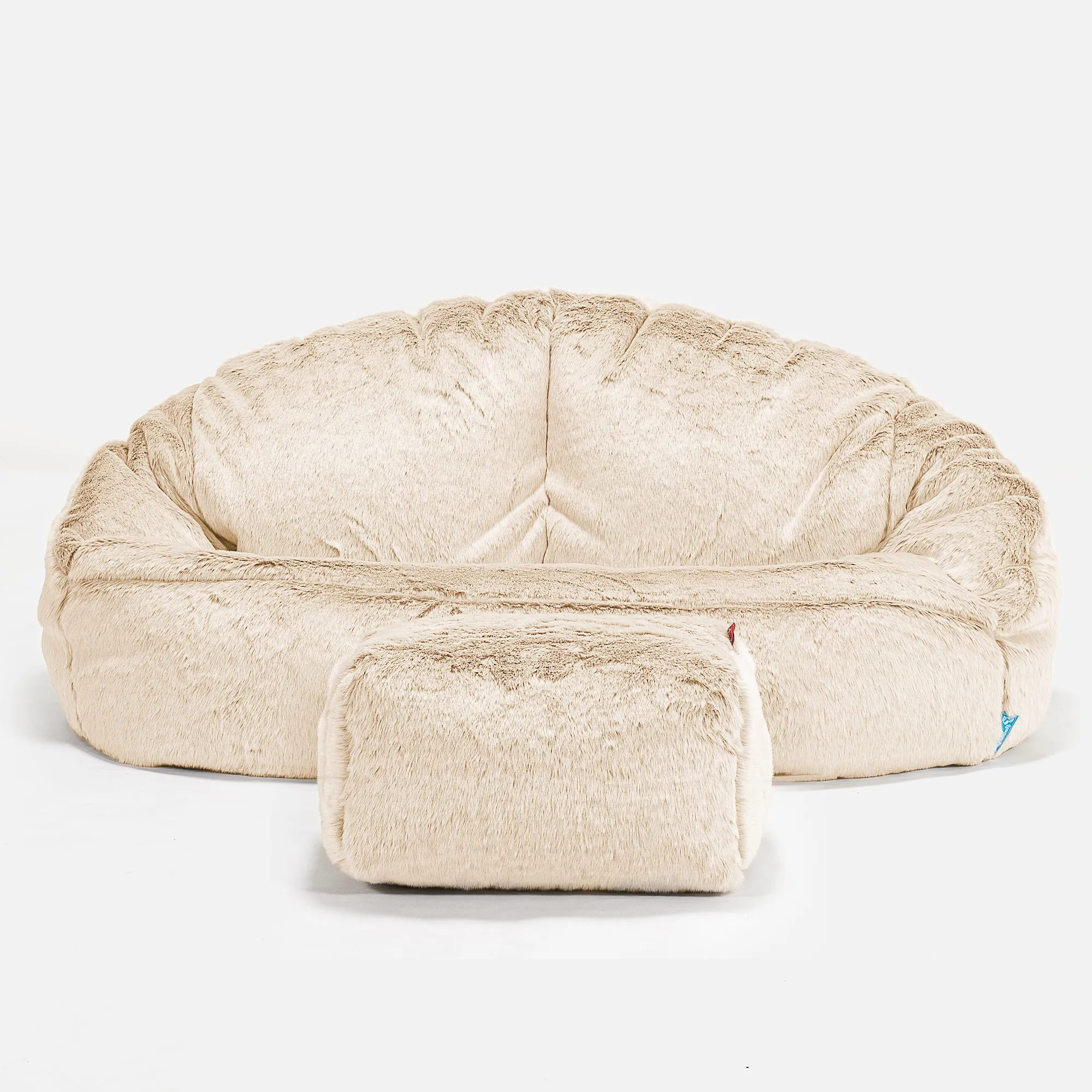 Bubble Kids Sofa Bean Bag 2-6 yr - Fluffy Faux Fur Rabbit White